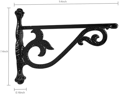 khtumeware 4 Pack Heavy Duty Hammered Matte Black Shelf Brackets 10 Inch Wall Mounted Shelf Brackets Decorative Metal Wa