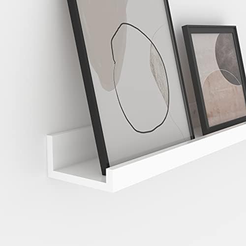 Giftgarden 24 Inch White Floating Shelves for Wall Mount, Modern Wood Wall Shelf Ledge for Bathroom Bedroom Living Room 