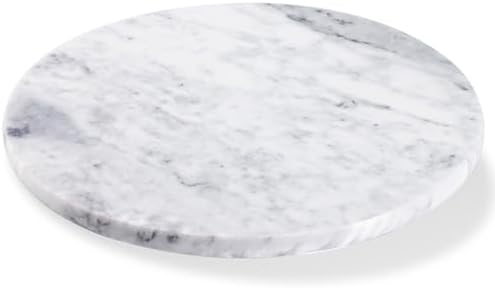 12" Mable Lazy Susan, 100% Natural Marble Round Tray with Silent Rotating, Kitchen Turntable Storage Turner Revolving Ca