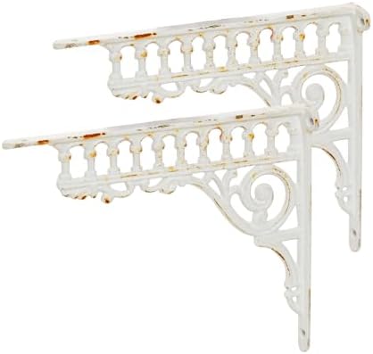 Sungmor 10.6 Inch Cast Iron Brackets for Shelves - 2 Pack Vintage White