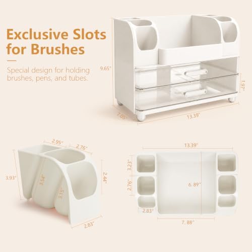 Makeup Organizer for Vanity with Brush Holder, Countertop Bathroom Cosmetic Organizer Skin Care Storage, Large Easy to S