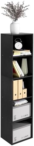 5-Tier Wooden Cube Storage Organizer, 52 Inch Tall Bookcase & Display Shelf with 5 Open Cubes, Freestanding DIY Closet S