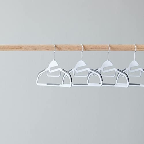 Amazon Basics Space Saving Non-Slip Rubber Coated Plastic Hangers with 360° Swivel Hook, Thin, Gray, Pack of 50