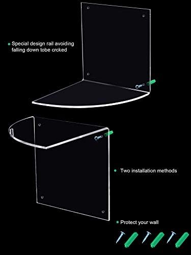 5 Tier Corner Shelf Wall Mount Floating Acrylic Corner Shelves Easy to Assemble Corner Bookshelf, Plant Shelf Wall Organ
