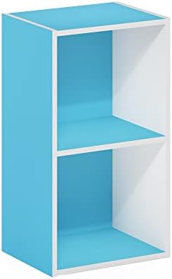 Furinno PASIR Book Shelf, 2-Tier Modern Bookshelf, Open Shelves Bookcase 9 x 12 x 21, Easy Assembly, for Living Room, Be
