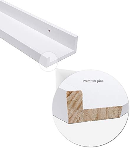 AZSKY 24 Inch Picture Ledge Shelf Floating Shelves Wall Mounted Set of 2 White