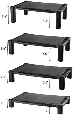 Kantek Extra Wide Single Level Height-Adjustable Monitor/Laptop Stand, 20-Inch Wide x 13.25-Inch Deep x 3 to 6.5-Inch Hi