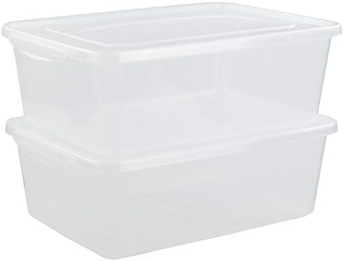 Gloreen Clear Storage Bin, 16 Quart Latch Container Bin with Lid, Pack of 2