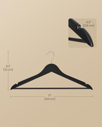SONGMICS Wooden Hangers, 20 Pack, Basic Wood Clothes Hangers, Space Saving