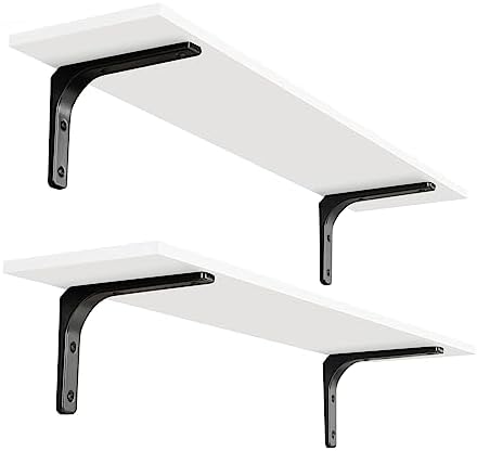 DINZI LVJ Long Wall Shelves, 31.5Inch Wooden Wall Mounted Shelves, Set of 2