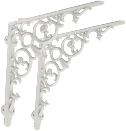NACH Scroll Metal Shelf Brackets Set of 2, Heavy-Duty Wall Shelf Support for Wood Shelves, Decorative Cast Iron Floating