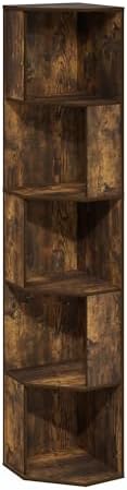 Furinno ECON Corner Shelf, 5-Tier Corner Book Shelf, Standing Storage Shelves, Cube Display Rack, Bookshelf, for Organiz