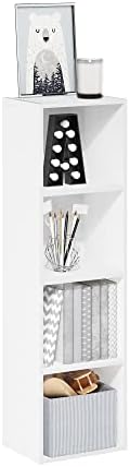 Furinno PASIR Book Shelf, 4-Tier Modern Bookshelf, Open Shelves Bookcase 9 x 12 x 42, Easy Assembly, for Living Room, Be