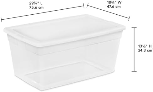 Sterilite Storage Box, Stackable Clear Plastic Bins, 90 Quart, 8-Pack