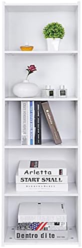 Nouva 5-Tier Bookcase, Freestanding Wood Open Bookshelf Storage Rack for CDs Movies Books, Book Organizer Shelves for Be