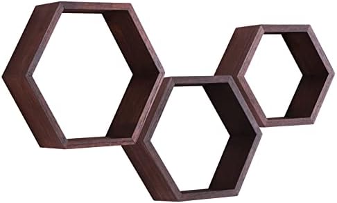 Hexagon Shelves,Floating Wall Shelf,Honeycomb Octagon Cube Shelves Wood