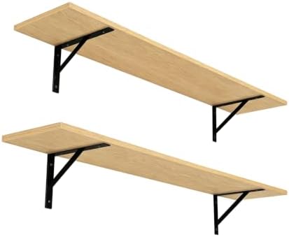 DINZI LVJ Long Wall Shelves, 47.3Inch Wooden Floating Shelves with Brackets