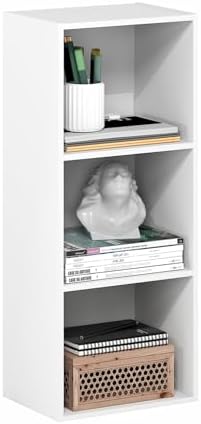 Furinno PASIR Book Shelf, 3-Cube Bookcase, Standing Bookshelf, Open Storage Shelf, Closed Back, Easy Assembly, 9.3 x 12 