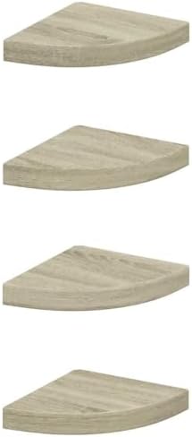 vidaXL Floating Corner Shelves 4 pcs Oak 9.8"x9.8"x1.5" MDF