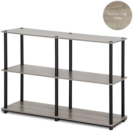 Furinno Turn-N-Tube Toolless Assembly Storage Shelves, 3-Tier 47.4 Inch Book Shelf, Corner Shelf, for Organization and S
