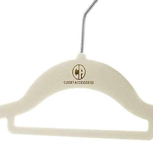 Velvet Hangers, 50 Pack, Sturdy Heavy Duty Hangers Including Tie Bar, Notches, Rounded Shoulder, Non Slip Material, and 360° Chrome Hook. (Ivory)