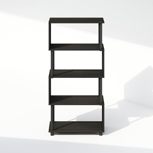 Furinno Reed 5-Tier Geometric Book Shelf with Open Shelf, Espresso