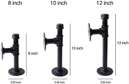 3/4" Industrial Pipe Shelf Brackets, Black Iron Wall Mounted DIY Shelving Brackets Hanging Custom Pipe Brackets for Floa