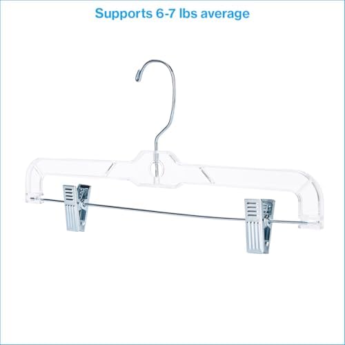 SSWBasics 14 Inch Clear Plastic Skirt Hangers and Pants Hangers with Clips