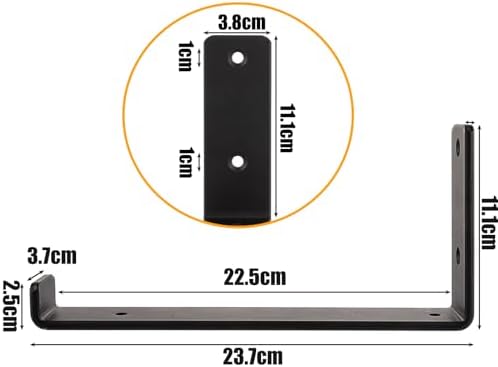 ASelected 4Xshelf Brackets Heavy 5Mm Thick Shelf Bracket Heavy Black Duty Metal Shelf Brackets 225X110Mm Incl Fixtures &