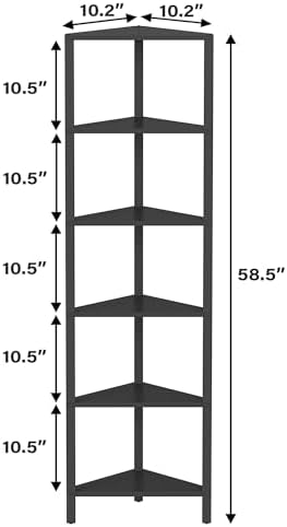 TUTOTAK Corner Shelf, 6-Tier Corner Bookshelf for Small Space