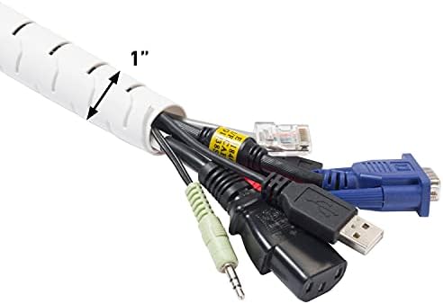 D-Line Cable Management Box (Large) & Cable Organizer Zipper (8.2ft Length) - White