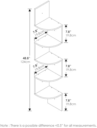 5-Tier Zigzag Corner Shelf Wall Mounted, Radial Corner Wall Shelf, Floating Book Shelves for Wall, for Bedroom, Home Off