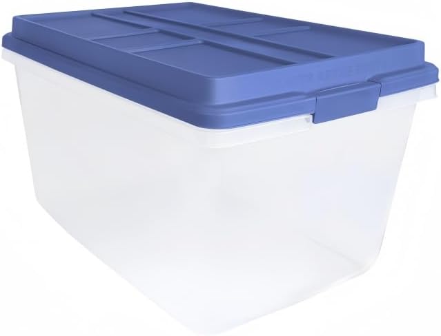 72 Qt Clear Plastic Storage Bin with Latch Lid, Heavy Duty Stackable Tote