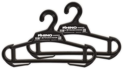 Rhino Tough Hook Heavy Duty Clothes Hangers, USA-Made, Body Armor, 2 Black