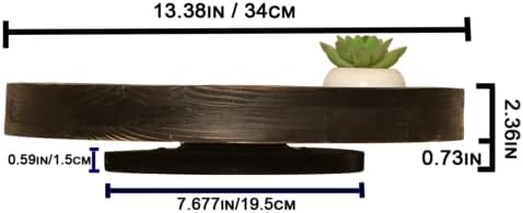 13.38 Inch Black Round Wood Lazy Susan Farmhous Turntable Tray