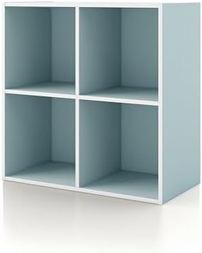 Homes: Inside + Out Apexa 4-Cube Storage Organizer Shelves, Stackable Wood Bookcase Fits Cubby Bins for Organization, Do
