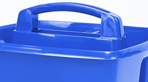 Storex 3-Compartment Small Caddy – Multipurpose Classroom Organizer with Handle, Azure, 6-Pack (00947A06C)