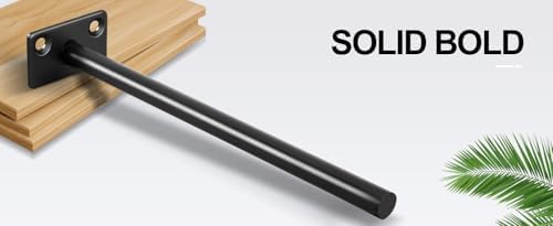 24 Pcs 8" Black Solid Steel Floating Shelf Bracket Blind Shelf Supports - Hidden Brackets for Floating Wood Shelves - Co