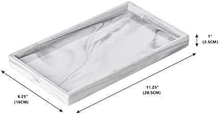 White Marble Tray Decorative Ceramic Rectangle Bathroom Tray Serving Tray
