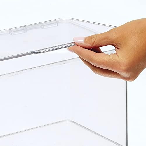 mDesign Plastic Stackable Playroom/Gaming Storage Organizer Bin Box with Hinged Lid for Drawer or Cabinet - Organize Ele