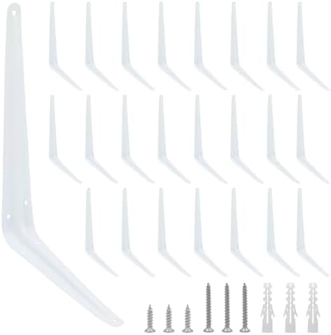 24Pcs 12 x 10 Inch White Shelf Brackets, L Brackets