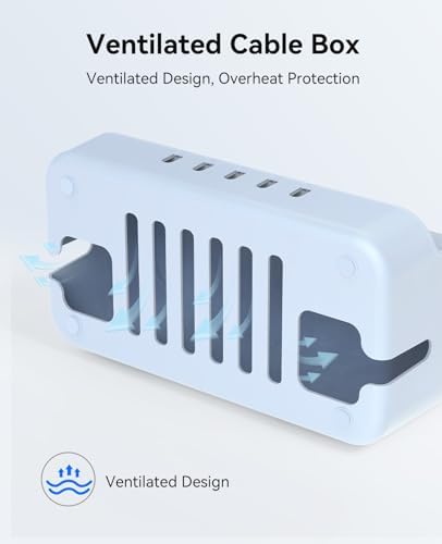 ORICO Cable Management Box with Phone Stand Lid, Large Cord Organizer Case for Hiding Power Strips & Surge Protectors, H