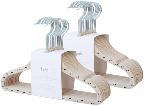 3 Sprouts Velvet Baby Hangers, Non Slip Slim, Double Dot Beige, 30 Pack