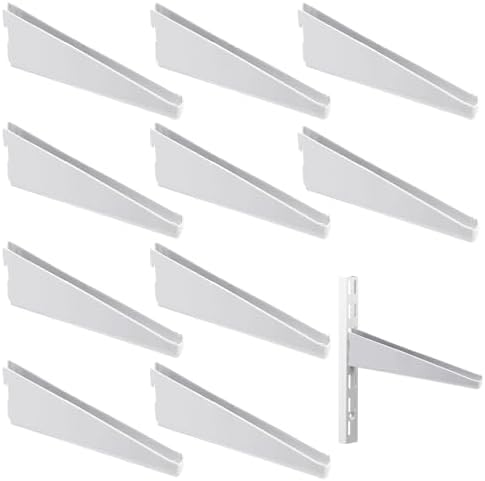 Yalikop 10 Pack Adjustable Shelf Brackets for Double Track System Closet Organization Heavy Duty Wire Shelf Brackets (Wh