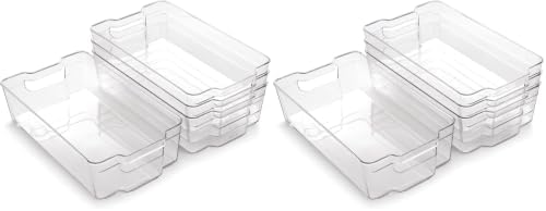 BINO | Stackable Storage Bins, X-Large - 8 Pack | THE STACKER COLLECTION | Clear Plastic Storage Bins | Organization Con
