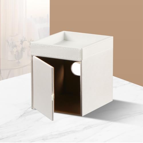 Tissue Box Cover Square, PU Leather Tissue Cube Box Holder with Storage Valet Tray, Decorative Tissue Holders, Modern Ti