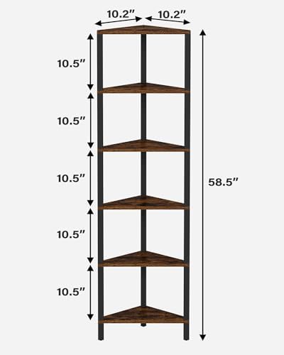 TUTOTAK Corner Shelf, 6-Tier Corner Bookshelf for Small Space