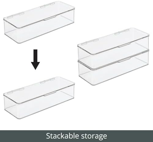 mDesign Makeup Storage Stackable Organizer Box for Bathroom Vanity, Countertops, Drawers - Holds Blenders, Eyeshadow Pal