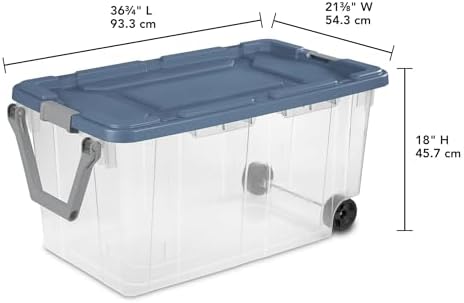 Modern Plastic & Metal 40 Gallon Lidded Home Storage Bins, Stackable Industrial Storage Containers Tote, Organizing Tote
