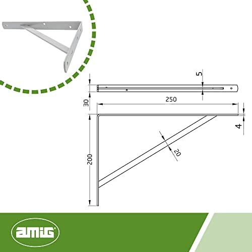 Amig - Wall Shelf Pin | Metal Square for Shelves | Angle for Shelves | Shelf Bracket | Steel | Colour Grey | Dimensions: